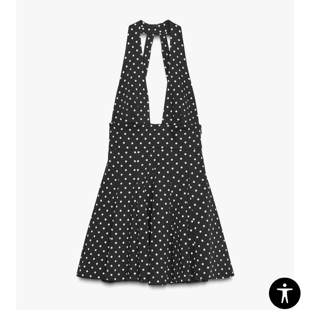 Elegant Black and White Polka Dot Halter Dress